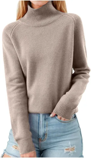 SERYU Cashmere Turtleneck Sweater for Women Trendy Comfort Pullover Tops Casual Turtleneck Long Sleeve Wool Sweater
