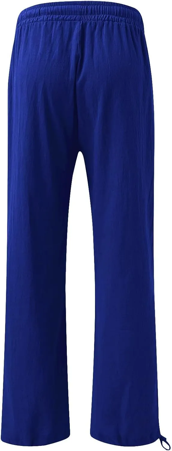 SHAOBGE Linen Pants Women Comfy Flowy Wide Leg Pants Trousers Summer High Waisted Beach Palazzo Pants with Pockets 2024