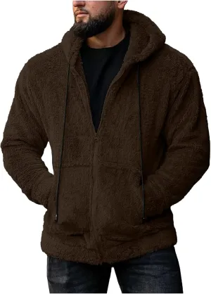 Sherpa Fleece Hoodies for Men Full Zip Hoodie Winter Sweatshirt Fleece Hood Lined Warm Jacket Mens Hooded Active Jackets