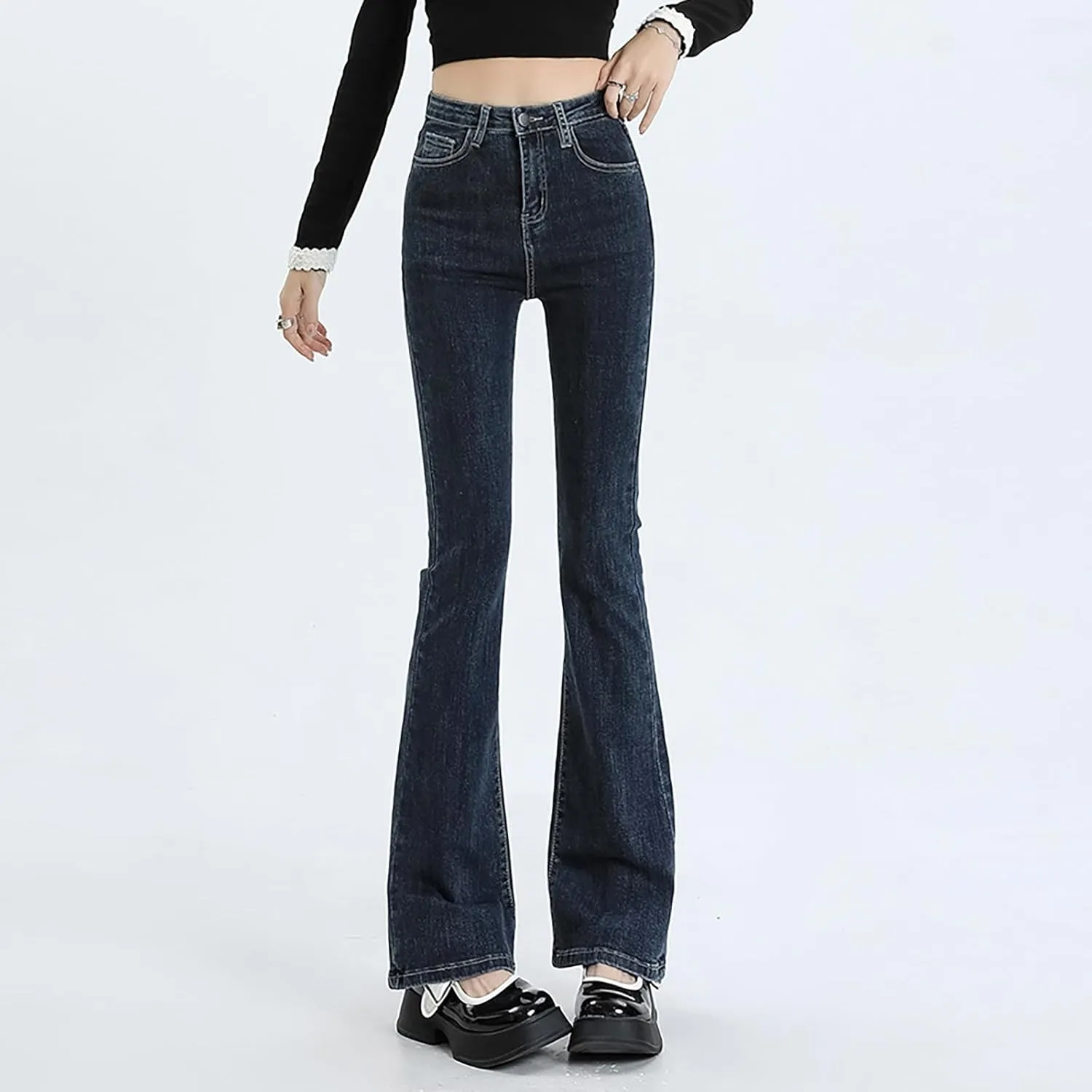 Straight Leg Stretchy Jeans Leg Jeans Loose Wide Leg Casual Pants Woman's Jeans Jeans Woman Jeans Jeans for Women