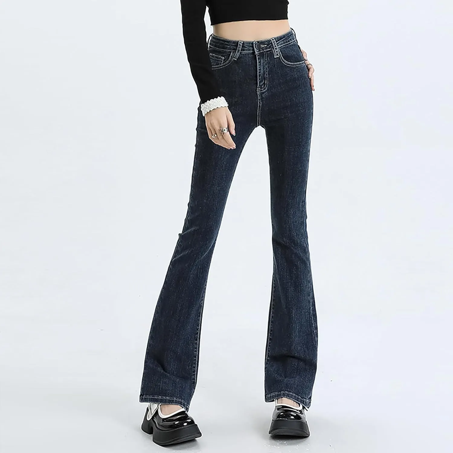 Straight Leg Stretchy Jeans Leg Jeans Loose Wide Leg Casual Pants Woman's Jeans Jeans Woman Jeans Jeans for Women