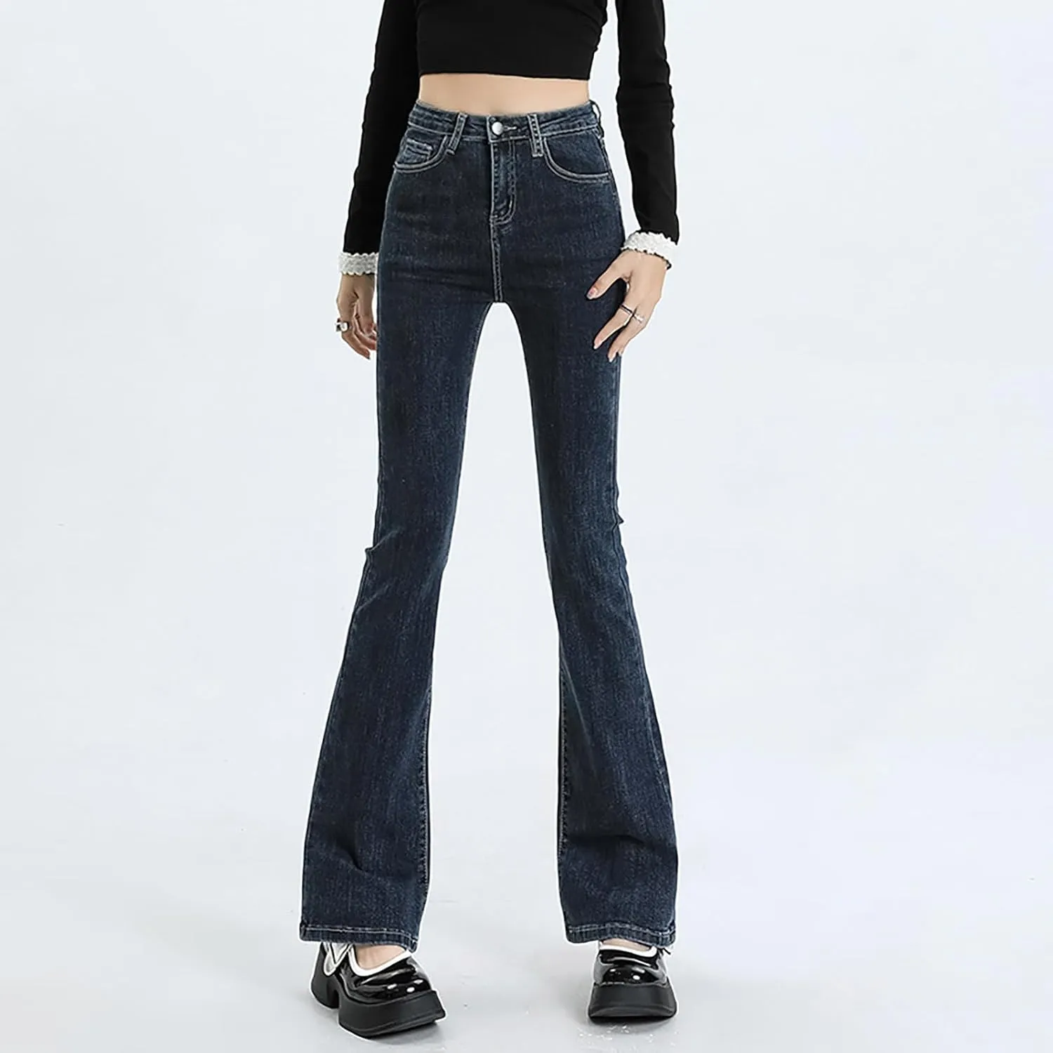 Straight Leg Stretchy Jeans Leg Jeans Loose Wide Leg Casual Pants Woman's Jeans Jeans Woman Jeans Jeans for Women