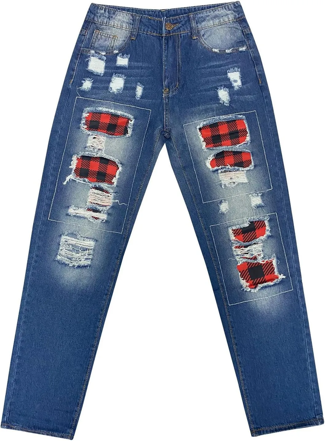 Stretch Jeans for Women Casual Loose High Waisted Denim Pants Trendy Baggy Straight Leg Jeans Trousers
