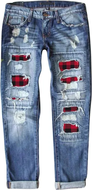 Stretch Jeans for Women Casual Loose High Waisted Denim Pants Trendy Baggy Straight Leg Jeans Trousers