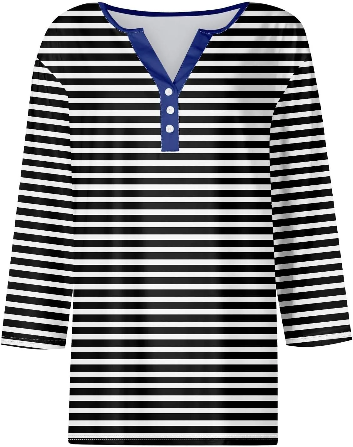 Striped Shirt Women Oversized Color Block Long Sleeve Sweatshirt Pullover Slim Henley Collar Tops Blouse Basic Tee