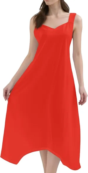 Summer Dresses for Women 2025 Casual Fashion Round Neck Sleeveless Solid Irregular Hem Midi Dress