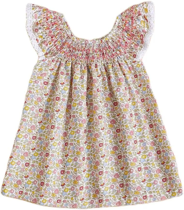 Summer Outfit Toddler Baby Girl Floral Dress Ruffle Sleeveless Dresses Tunic Dress Summer Sundress Girls Casual Dress
