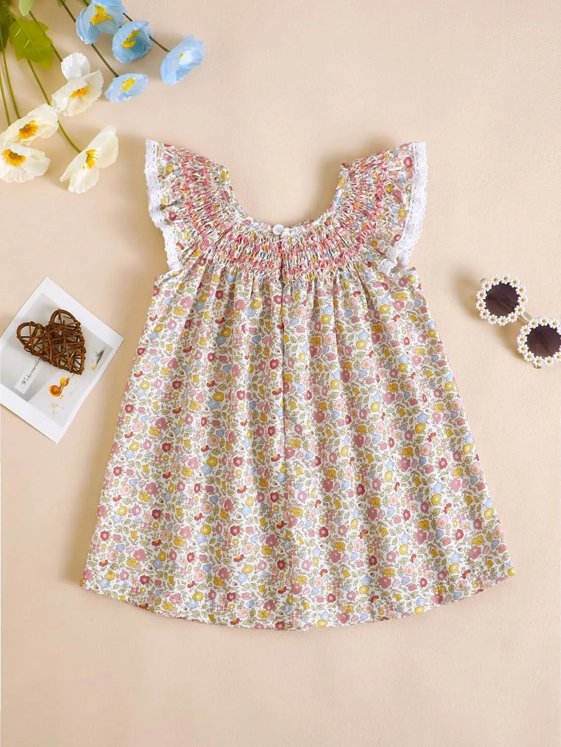Summer Outfit Toddler Baby Girl Floral Dress Ruffle Sleeveless Dresses Tunic Dress Summer Sundress Girls Casual Dress