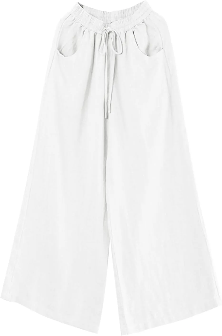 Summer Women's Casual Cotton Linen Baggy Pants with Elastic Waist Fashion Plus Size Relax Fit Lantern Trousers