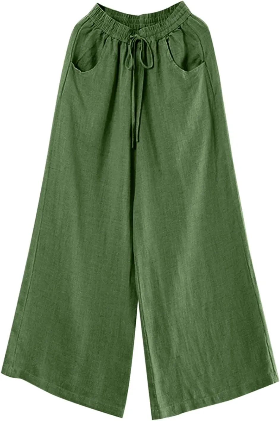 Summer Women's Casual Cotton Linen Baggy Pants with Elastic Waist Fashion Plus Size Relax Fit Lantern Trousers