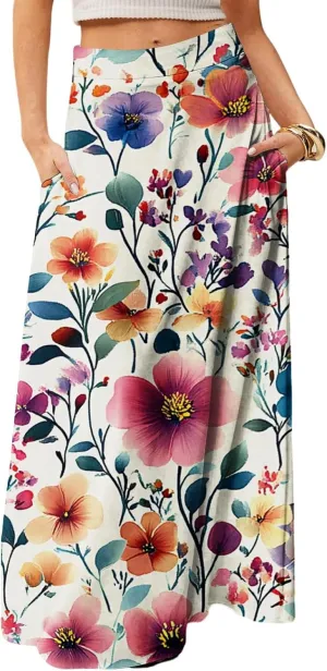 Summer Women's Skirts, Casual Vacation Elegantes Maxi Trendy Womens Skirts