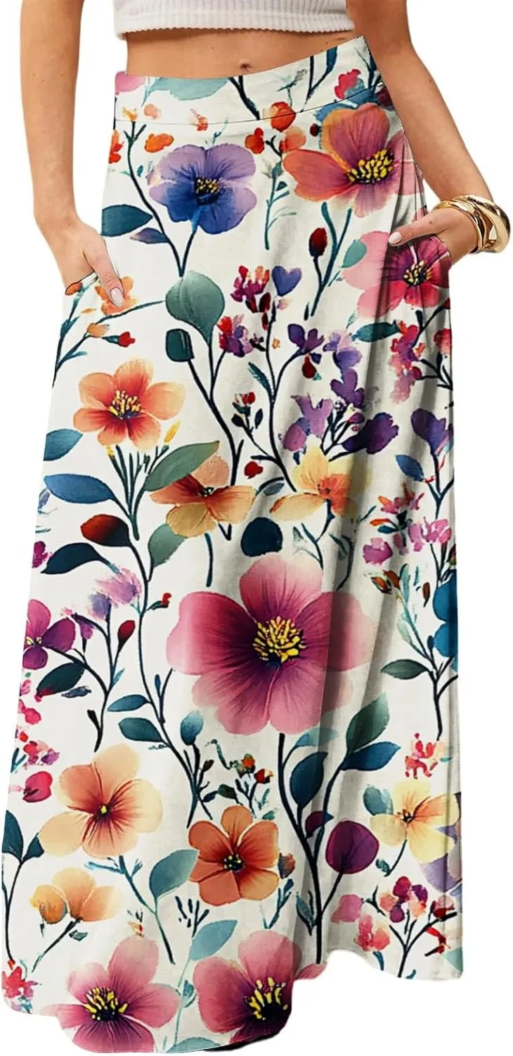 Summer Women's Skirts, Casual Vacation Elegantes Maxi Trendy Womens Skirts