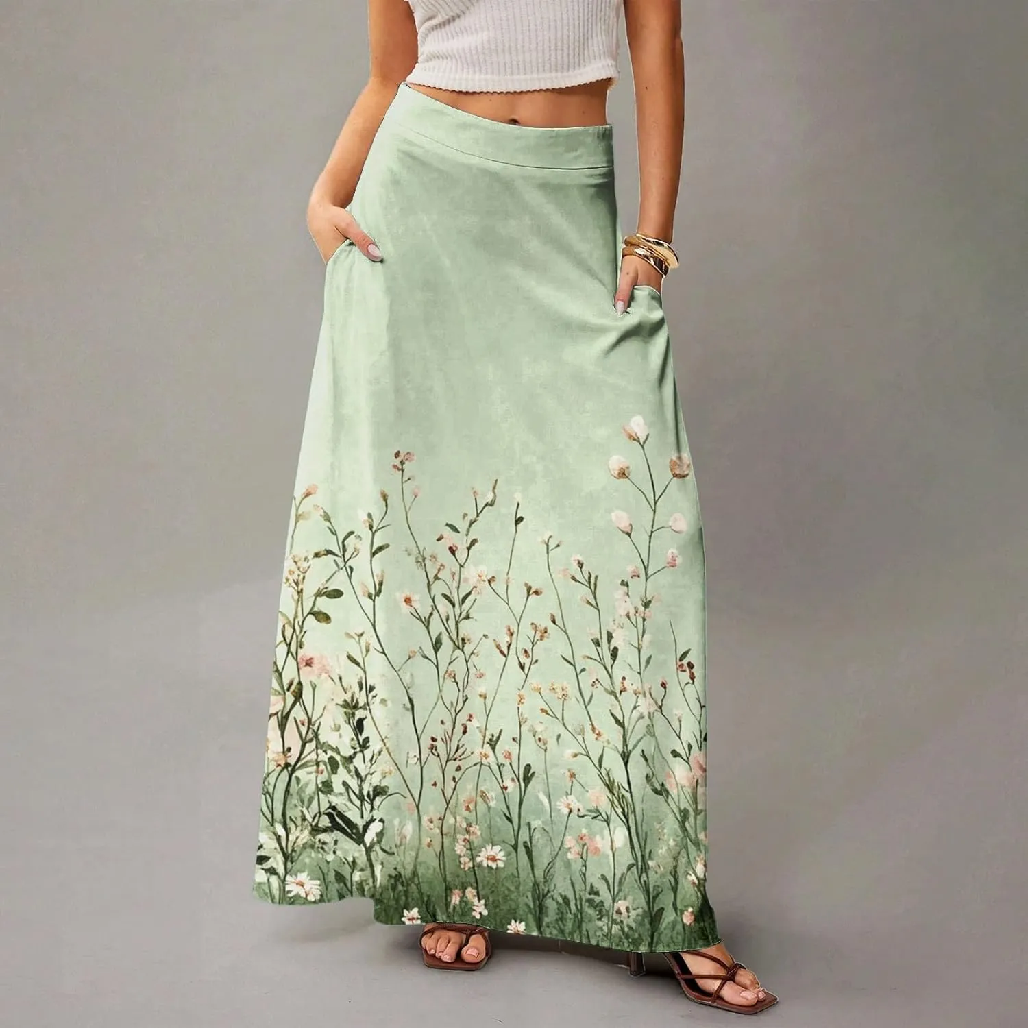 Summer Women's Skirts, Casual Vacation Elegantes Maxi Trendy Womens Skirts