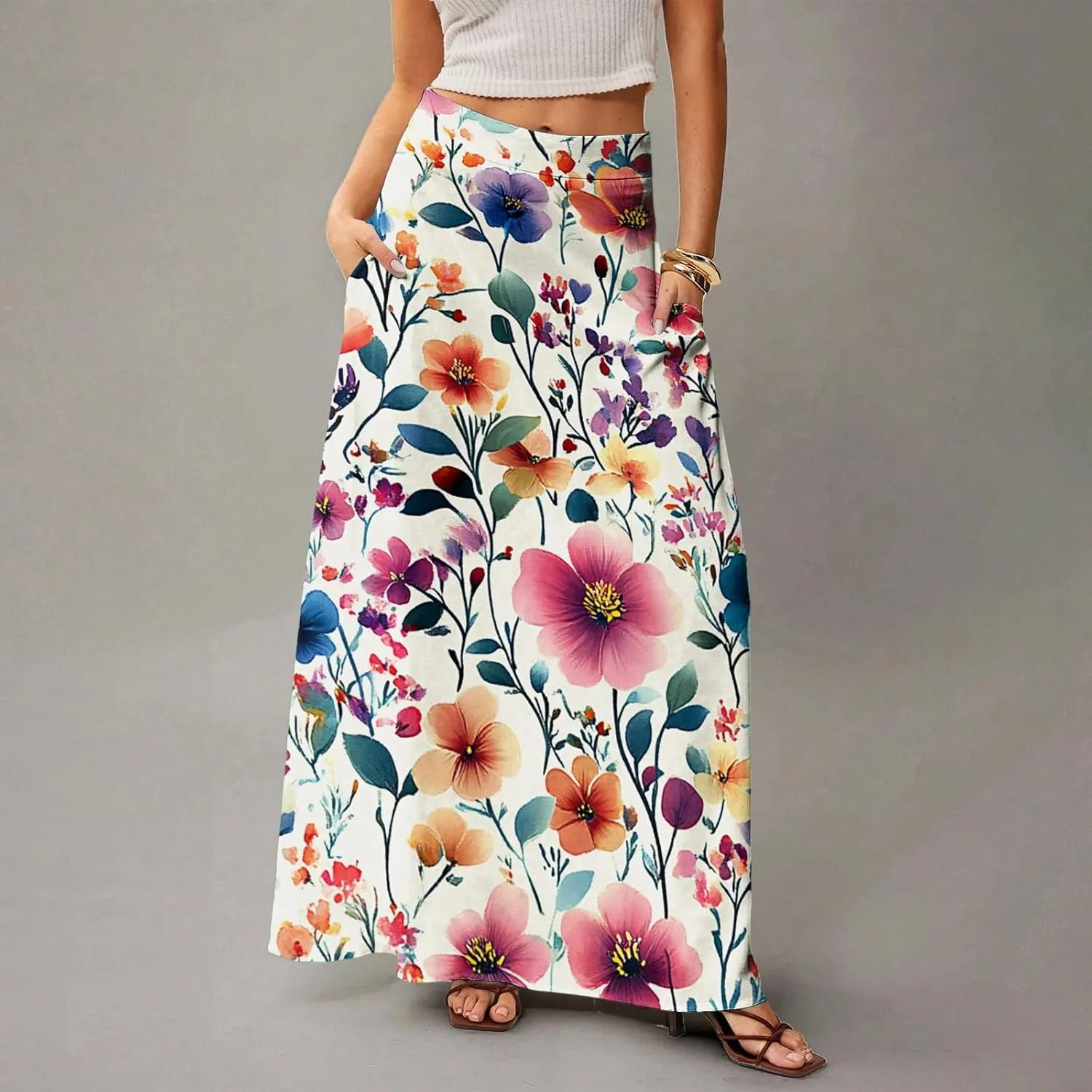 Summer Women's Skirts, Casual Vacation Elegantes Maxi Trendy Womens Skirts