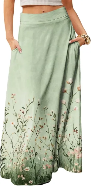 Summer Women's Skirts, Casual Vacation Elegantes Maxi Trendy Womens Skirts