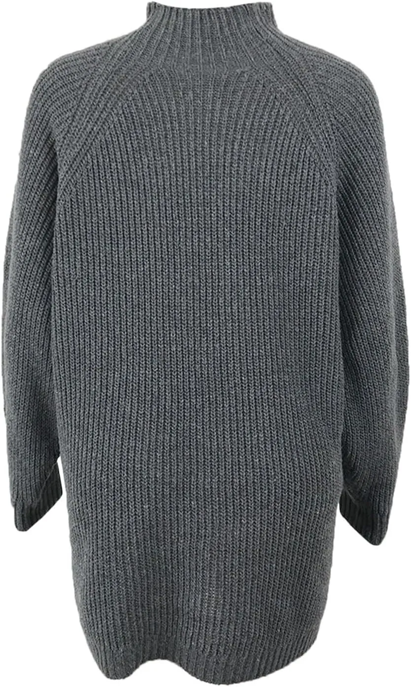 Sweater Dress for Women Turtleneck Oversized Lantern Sleeve Casual Loose Elasticity Chunky Cable Knit Pullover