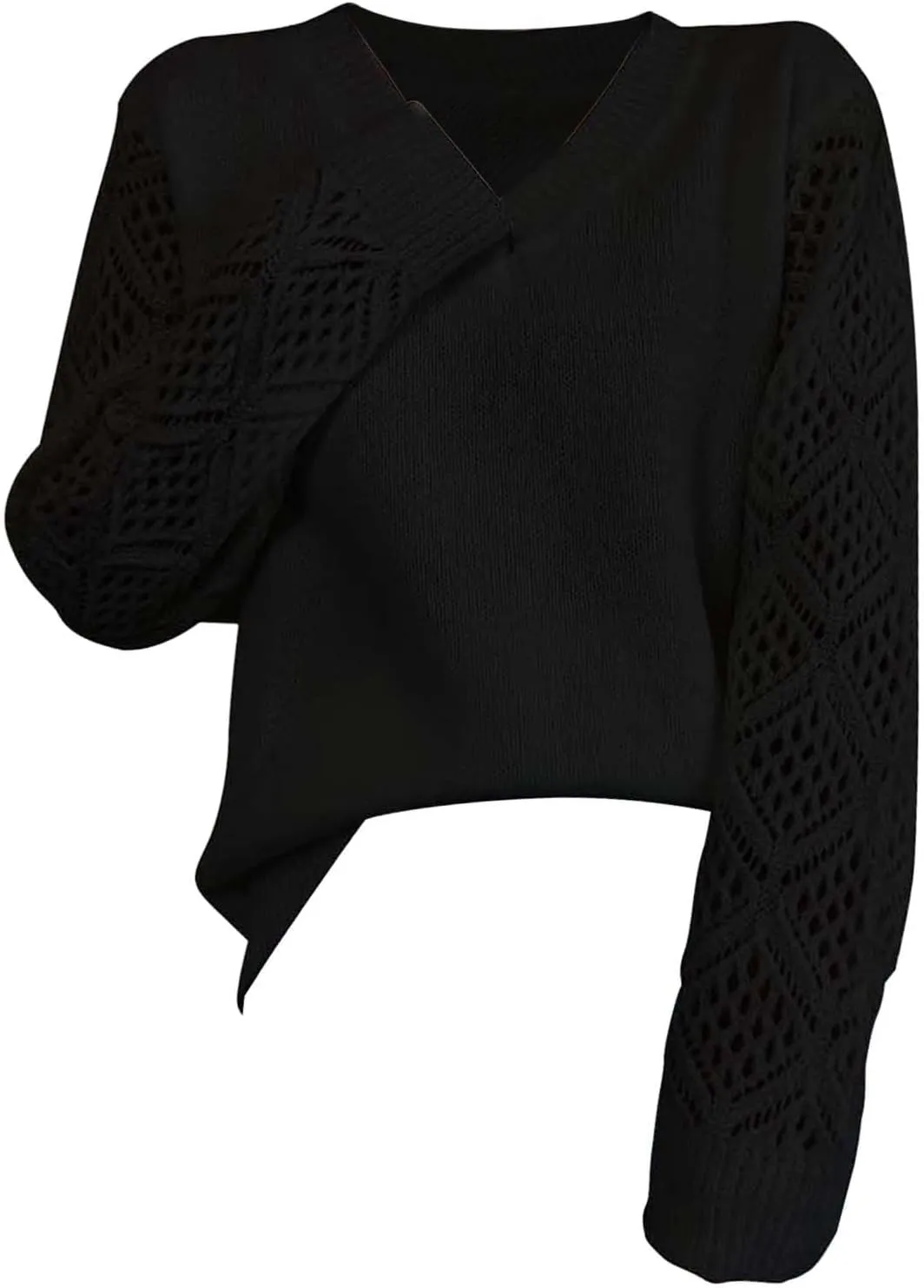 Sweater for Women Cable Knit Solid Color V Neck Long Sleeve Casual Soft Loose Fit Sweaters Tops