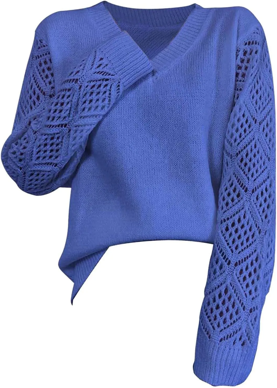 Sweater for Women Cable Knit Solid Color V Neck Long Sleeve Casual Soft Loose Fit Sweaters Tops