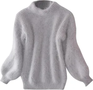 Sweaters for Women Cable Knit Crew Neck Solid Color Long Sleeve Soft Casual Lightweight Jumper Tops
