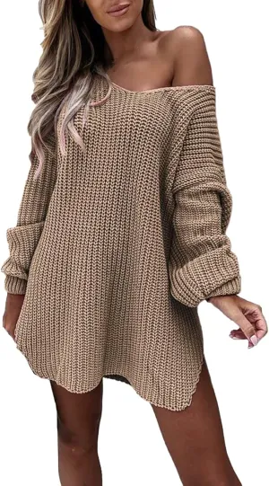 Sweaters for Women Cable Knit V Neck Solid Color Long Sleeve Casual Loose Fit Soft Pullover Tops