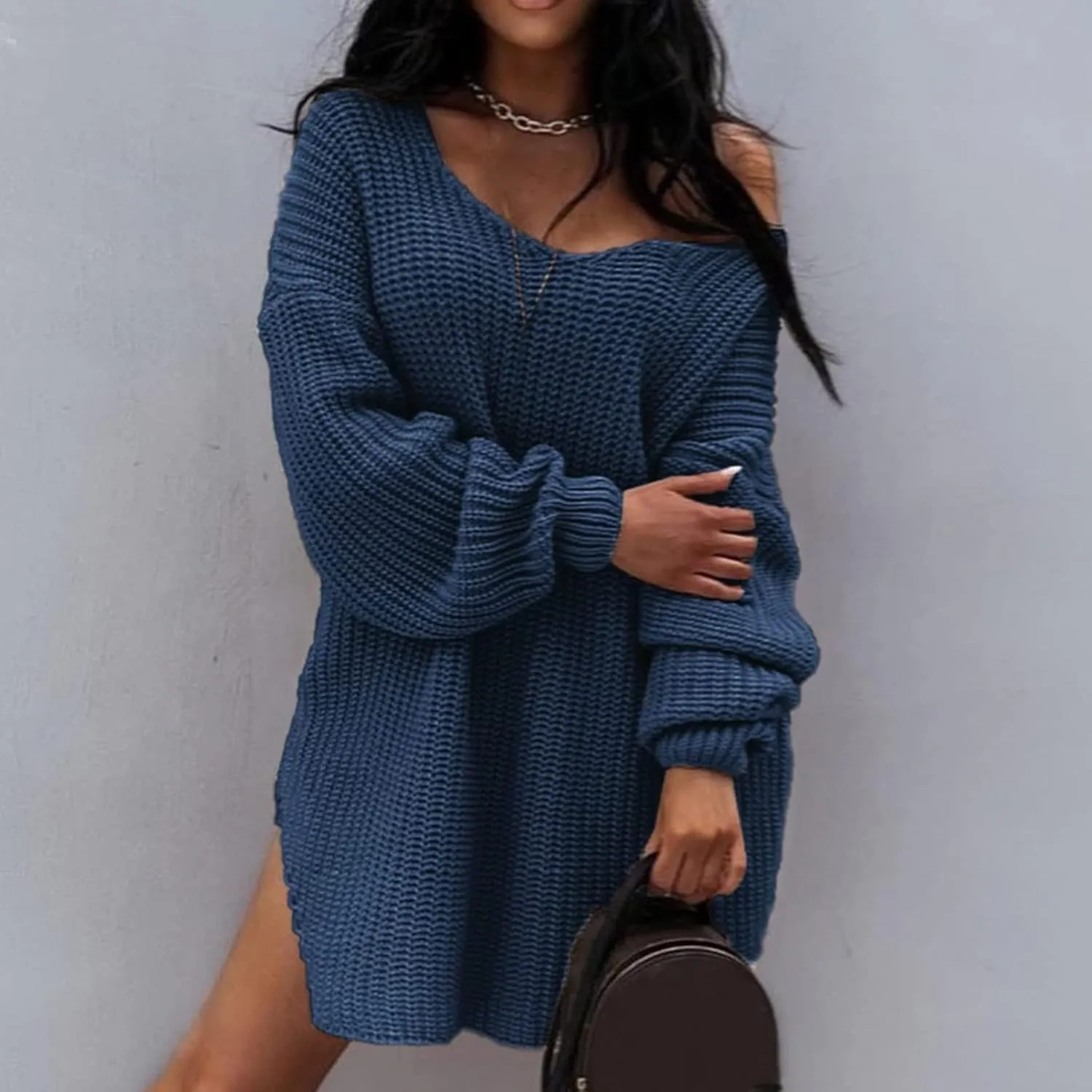 Sweaters for Women Cable Knit V Neck Solid Color Long Sleeve Casual Loose Fit Soft Pullover Tops