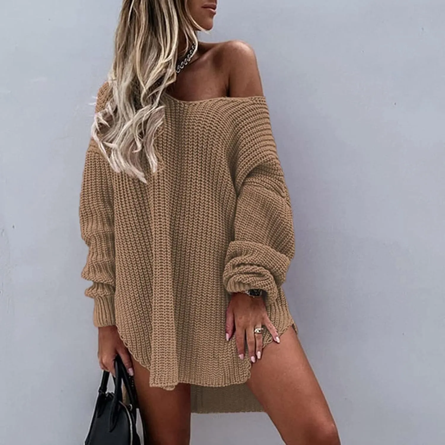 Sweaters for Women Cable Knit V Neck Solid Color Long Sleeve Casual Loose Fit Soft Pullover Tops