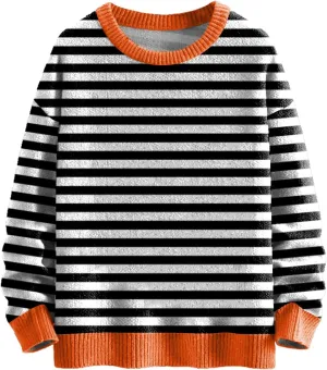 Sweaters for Women Crewneck Sweater Striped Shirt Long Sleeve Pullover Sweatshirt Knit Cardigan Fall Casual Top