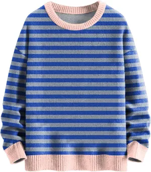 Sweaters for Women Crewneck Sweater Striped Shirt Long Sleeve Pullover Sweatshirt Knit Cardigan Fall Casual Top