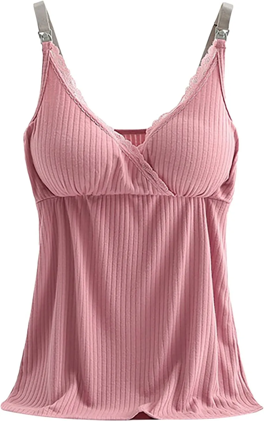 TANGNADE Womens Maternity Nursing Tank Cami for Breastfeeding with Padded Bra Comfy Pregnancy Sleepwear Clothes