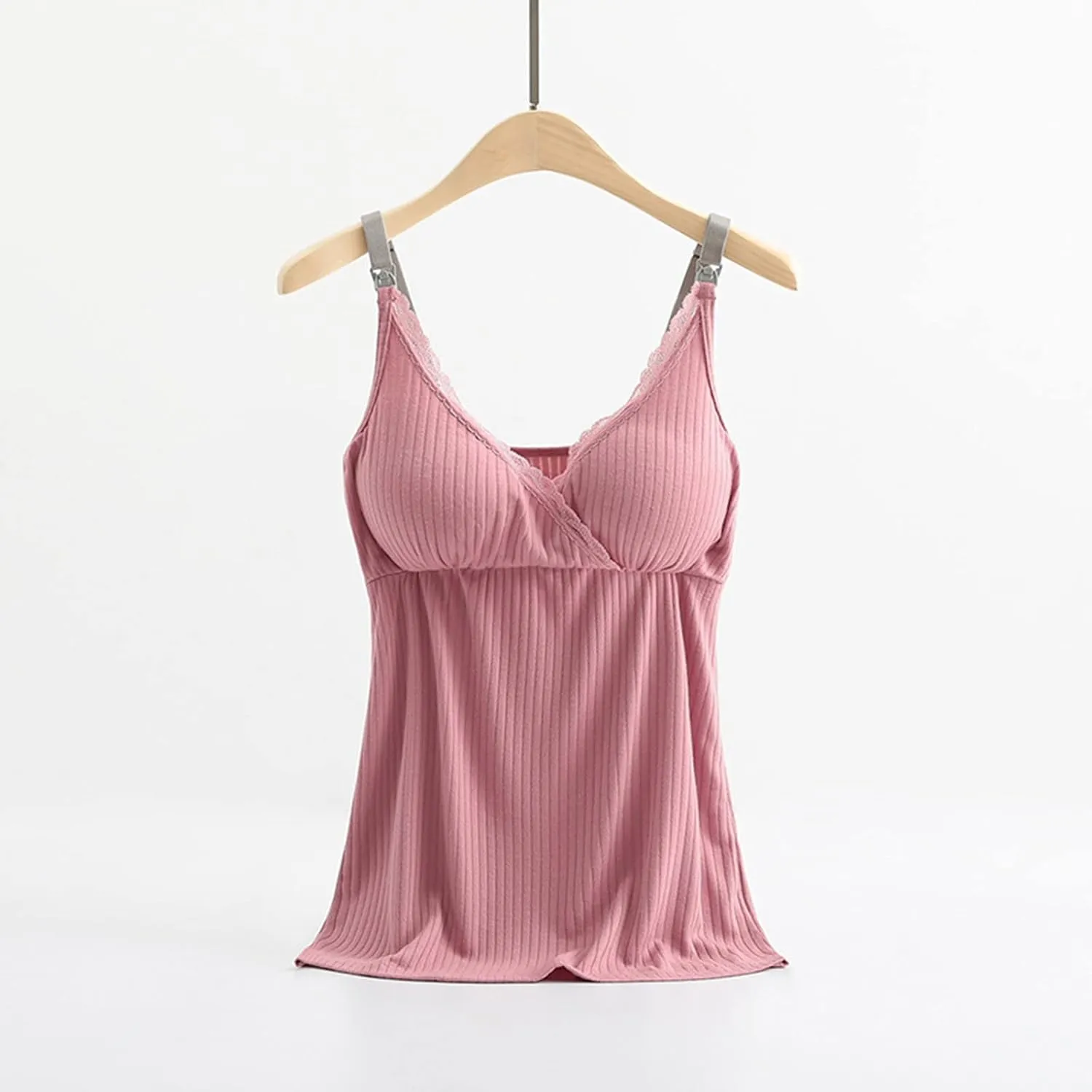 TANGNADE Womens Maternity Nursing Tank Cami for Breastfeeding with Padded Bra Comfy Pregnancy Sleepwear Clothes