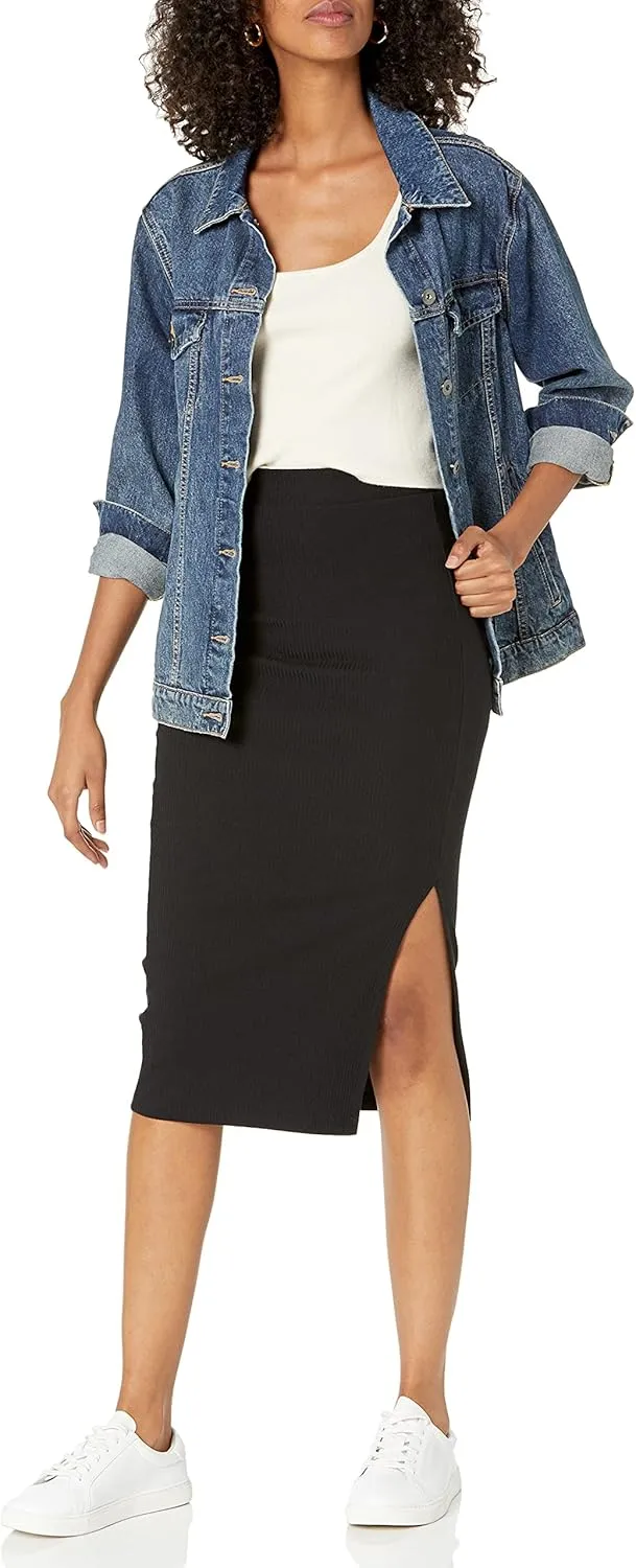 The Drop Women's Veronique High-Waist Slit Skirt