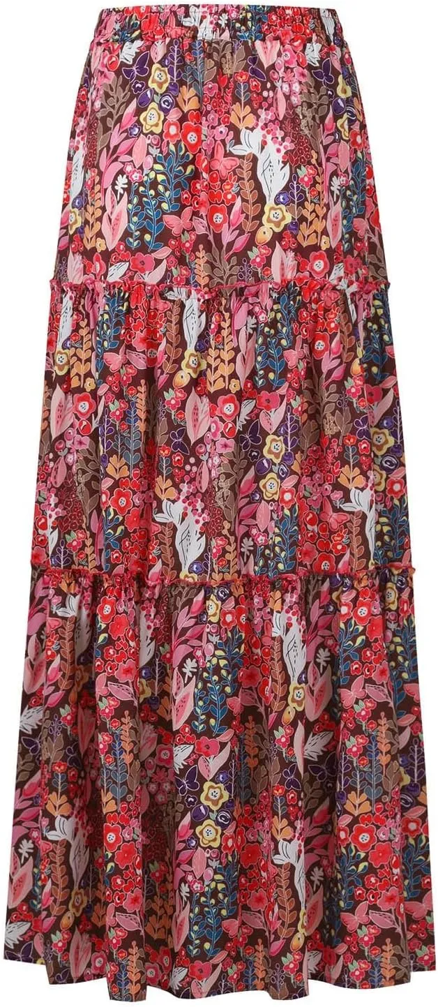 Trendy High Waisted Maxi Skirt, Casual 2025 Flowy Vacation Elegantes Long Skirt