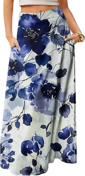 Trendy Women's Skirts, Boho Vacation Summer Casual Flowy Beach Womens Skirts