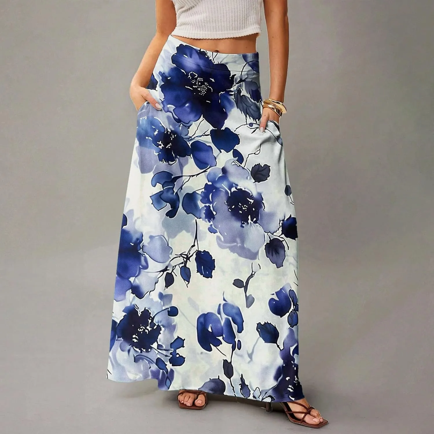 Trendy Women's Skirts, Boho Vacation Summer Casual Flowy Beach Womens Skirts