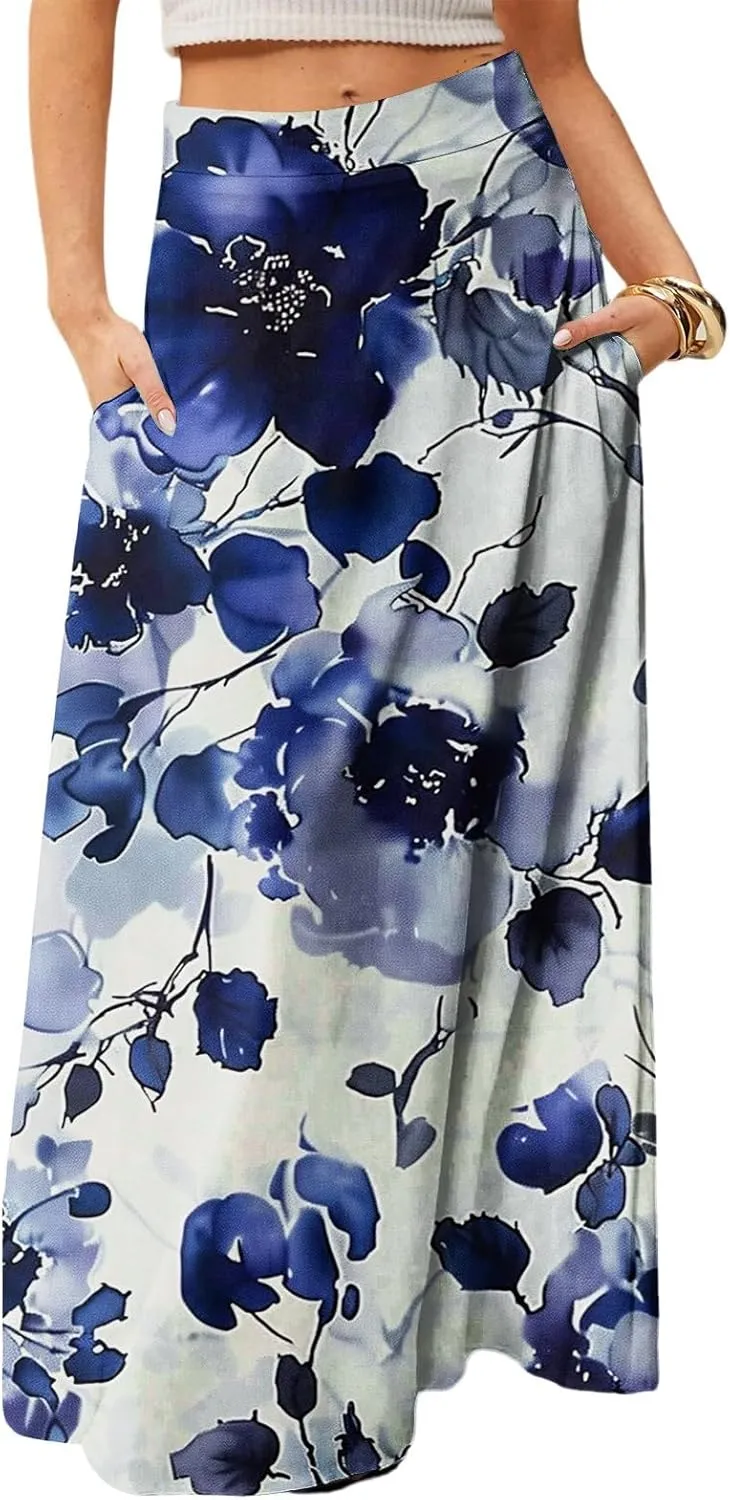 Trendy Women's Skirts, Boho Vacation Summer Casual Flowy Beach Womens Skirts