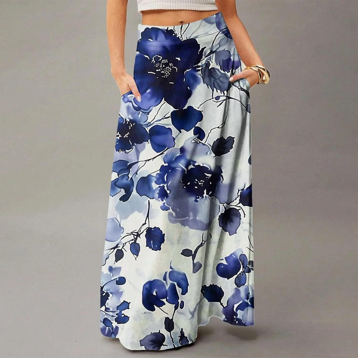 Trendy Women's Skirts, Boho Vacation Summer Casual Flowy Beach Womens Skirts