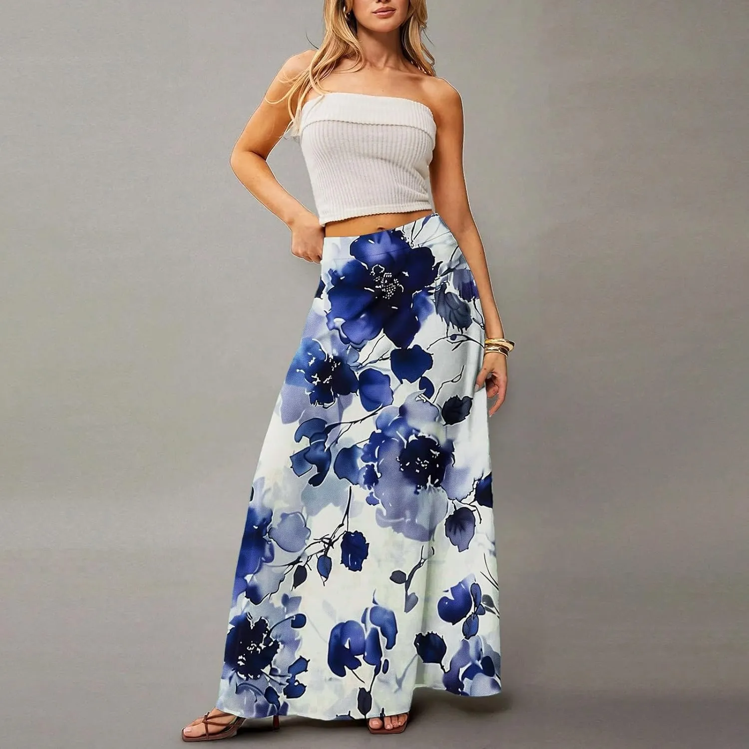 Trendy Women's Skirts, Boho Vacation Summer Casual Flowy Beach Womens Skirts