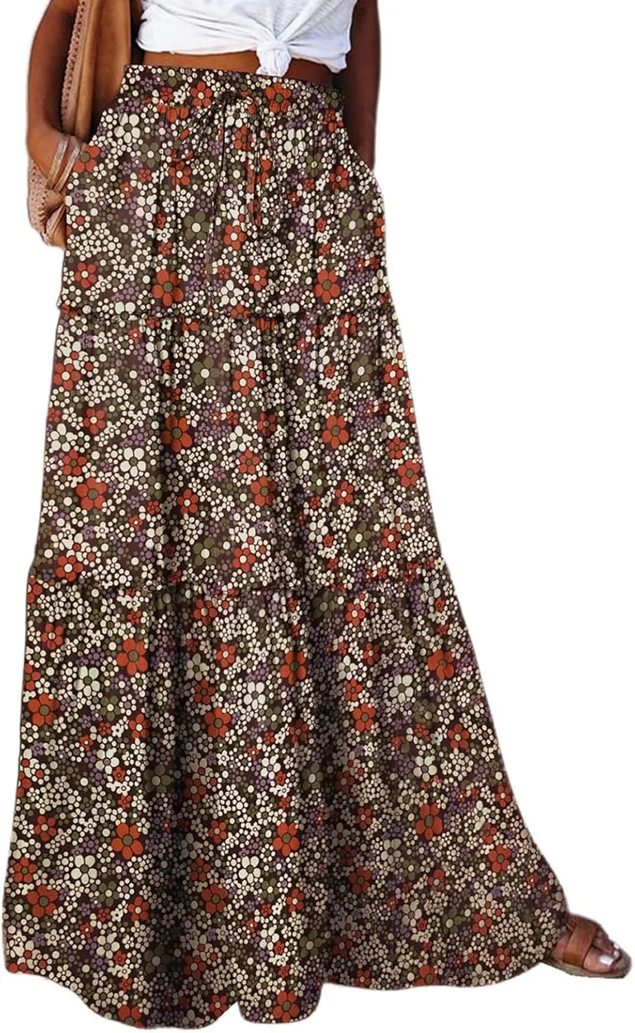 Trendy Women's Skirts, Casual Boho Vacation Summer Flowy Maxi Womens Skirts