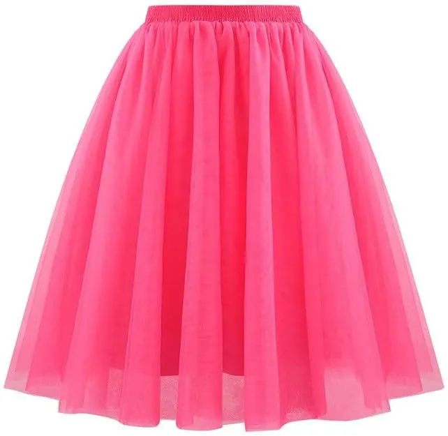 Tulle Skirts for Women Solid Color Fashion Layered Knee Length Mini Skirt 2025 Casual Cute Puffy Wedding Prom Skirts