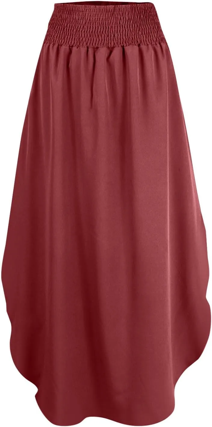 TWGONE Women's High Waist Flowy Maxi Skirt Slit A Line Beach Boho Flowy Maxi Skirt High Slit Beach Long Skirts