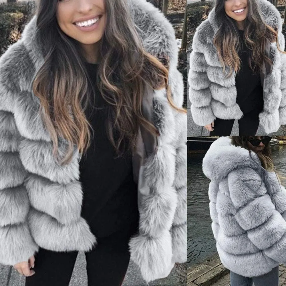 Winter Coats for Women 2024 Oversized Soft Long Sleeve Overcoat Faux Fur Jacket Fuzzy Fleece Jackets Warm Padded Coat