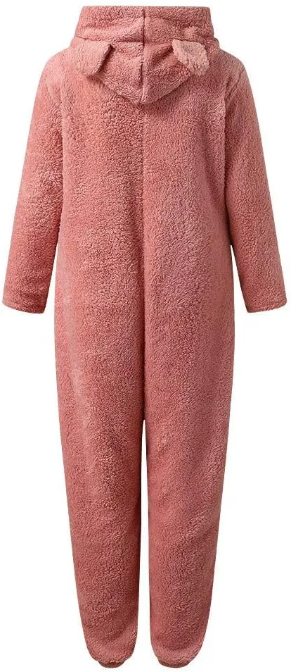 Winter Coats for Women Cute Fuzzy Fleece Jacket Warm Comfy Long Sleeve Hooded Sleepwear Jumpsuit 2024 Fashion Outfits