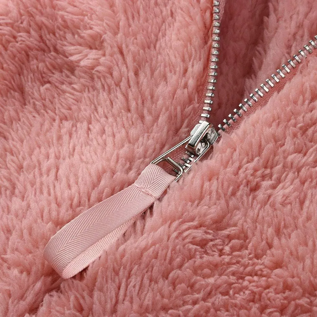 Winter Coats for Women Cute Fuzzy Fleece Jacket Warm Comfy Long Sleeve Hooded Sleepwear Jumpsuit 2024 Fashion Outfits