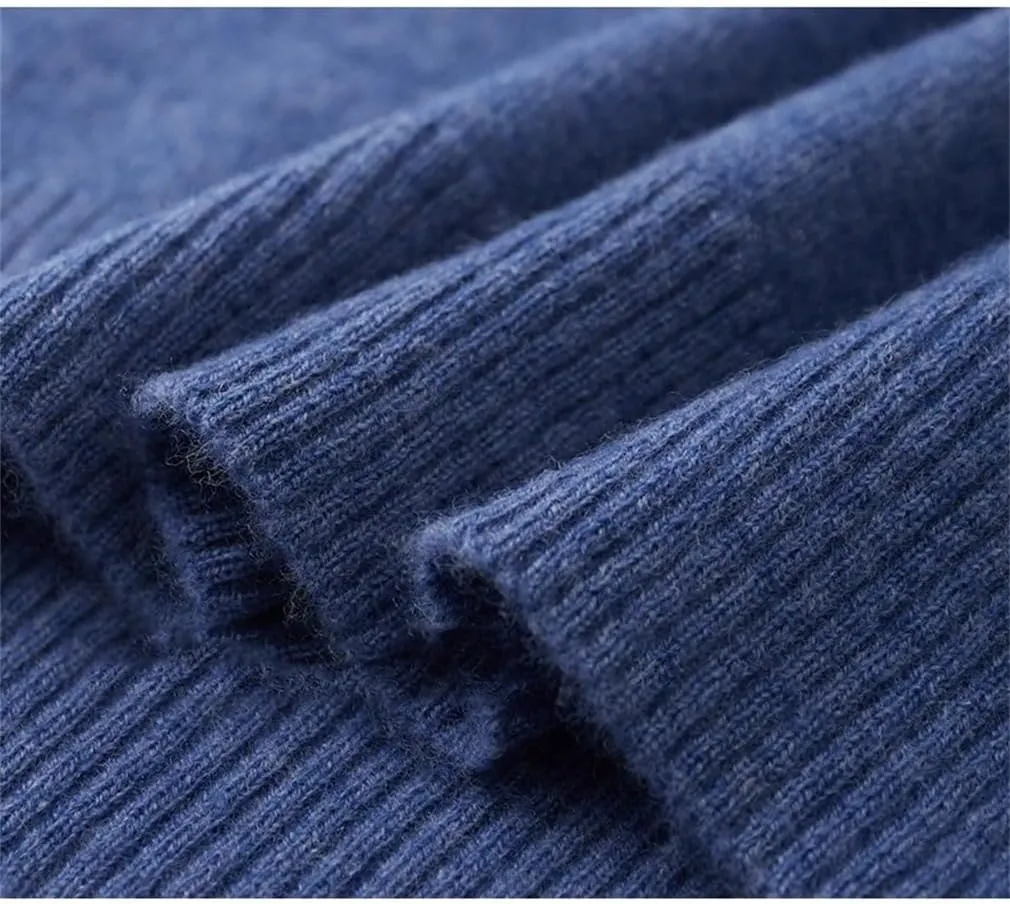 Winter Merino Wool Coat Men's V-Neck Cardigan Sweaters Casual Solid Knit Coat Warm Button Down Sweaters