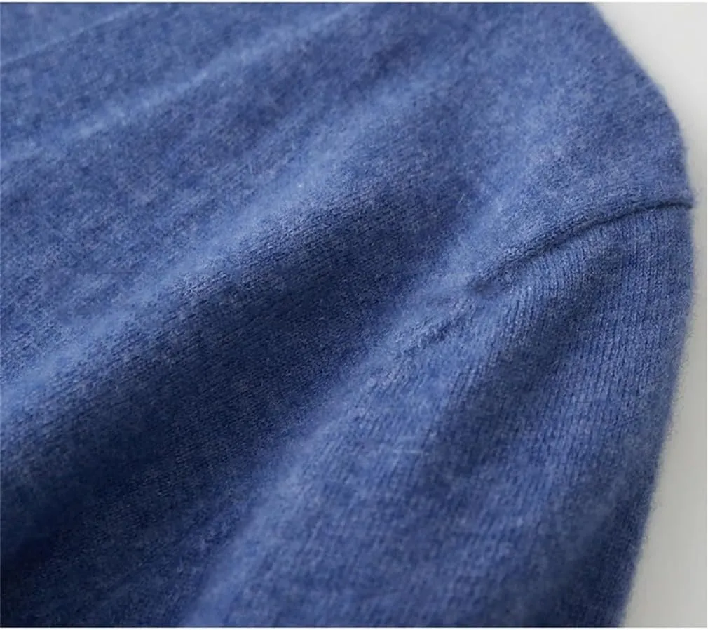 Winter Merino Wool Coat Men's V-Neck Cardigan Sweaters Casual Solid Knit Coat Warm Button Down Sweaters