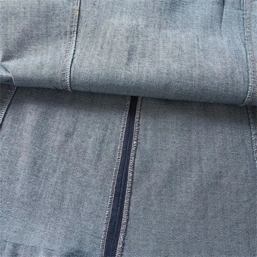 Women Casual Loose Denim A-Line Skirt Solid Zipper Long Straight Ruffles Office Jeans Skirts