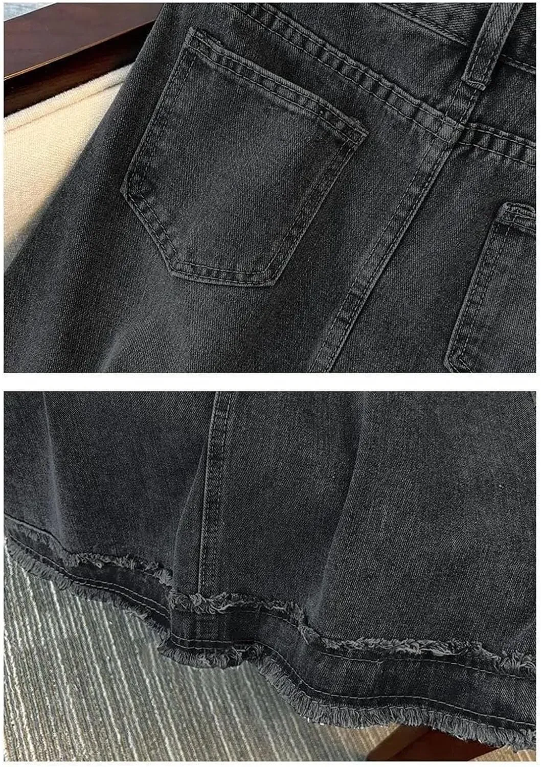 Women Denim A- Line Skirt for Elegant Ins Long Mid Waist Straight Leg Coal gray9 Bodycon Skirt