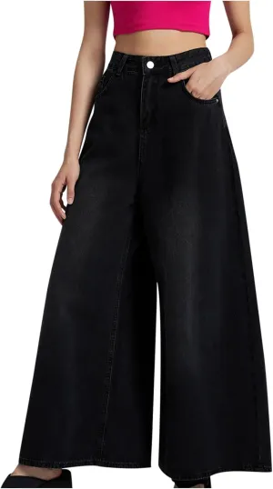 Women High Waisted Wide Leg Jeans Boyfriend Baggy Y2K Denim Pants Loose Palazzo Pants, Women's Trendy Denim Trousers
