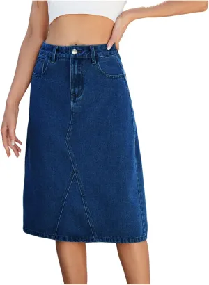Women Jean Skirts High Waisted Midi Denim A Line Skirt Plus Size Stretchy Maxi Dress Fashion 2025 Clothes