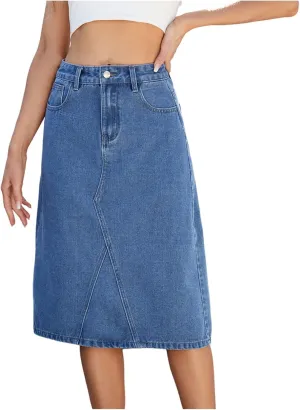 Women Jean Skirts High Waisted Midi Denim A Line Skirt Plus Size Stretchy Maxi Dress Fashion 2025 Clothes
